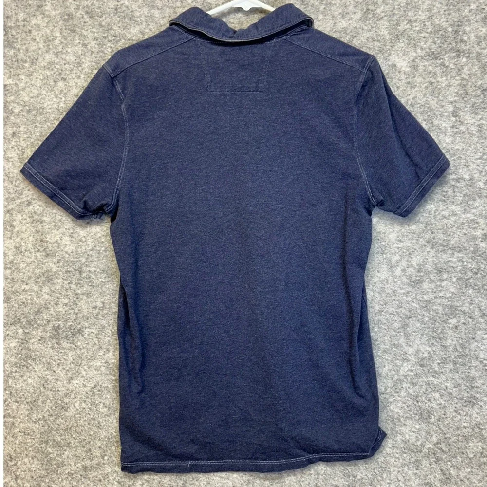 Banana Republic Fitted Pima Polo Men Size Small Blue Open V-Neck